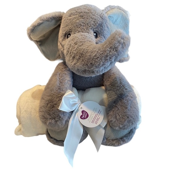 Parent's Choice Baby & Toddler White & Gray Dot Blanket & Plush Elephant Toy Set - Picture 1 of 14